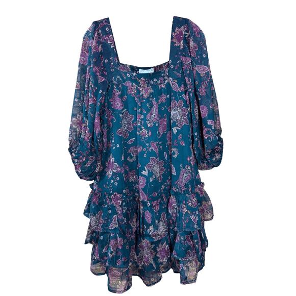 BAND OF THE FREE MANDY MINI DRESS IN PINE BERRY SQUARE NECK S-NEW - Picture 2 of 10